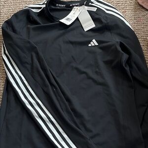 Adidas Black and White Techfit Long Sleeve Top